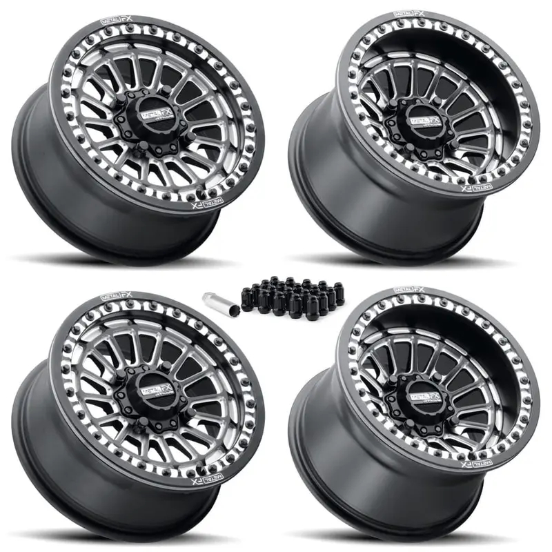 Metalfx Delta Utv Beadlock Wheel Kit - Satin Black Contrast Cut 1