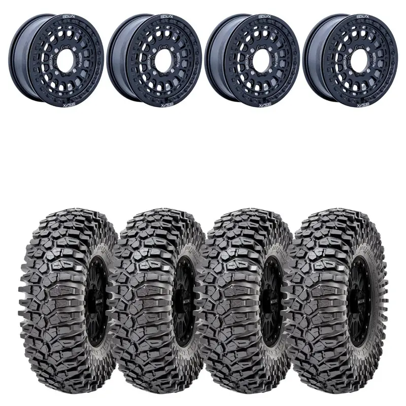 Metalfx Offroad Hitman 15X6 Black Beadlock & Maxxis Roxxzilla Radial Wheel & Tire Kit 1