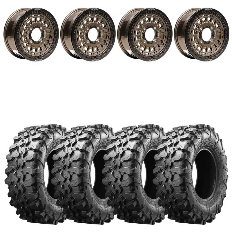 Metalfx Offroad Hitman 15X6 Bronze Beadlock & Maxxis Carnivore Radial Wheel & Tire Kit 1