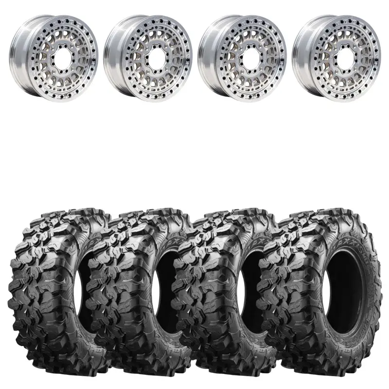 Metalfx Offroad Hitman 15X6 Raw Beadlock & Maxxis Carnivore Radial Wheel & Tire Kit 1