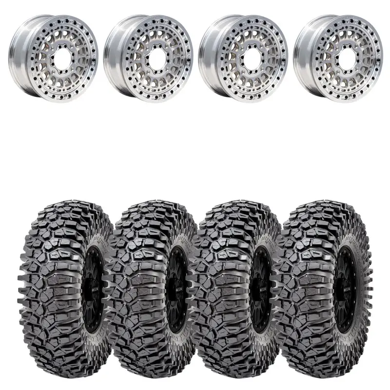 Metalfx Offroad Hitman 15X6 Raw Beadlock & Maxxis Roxxzilla Radial Wheel & Tire Kit 1