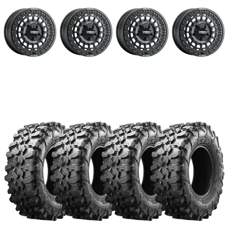 Metalfx Offroad Hitman R Black Beadlock & Maxxis Carnivore Radial Wheel & Tire Kit 1
