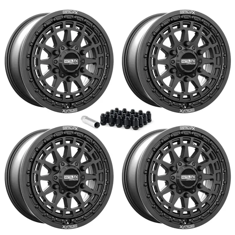 Metalfx Outlaw 6R Beadlock Wheel Kit (6 Lug) -  Satin Black 1