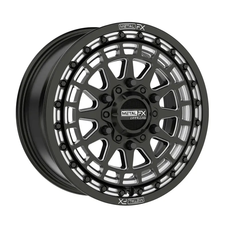 Metalfx Outlaw 6R Utv Beadlock Wheel Kit - Satin Black Contrast Cut 2