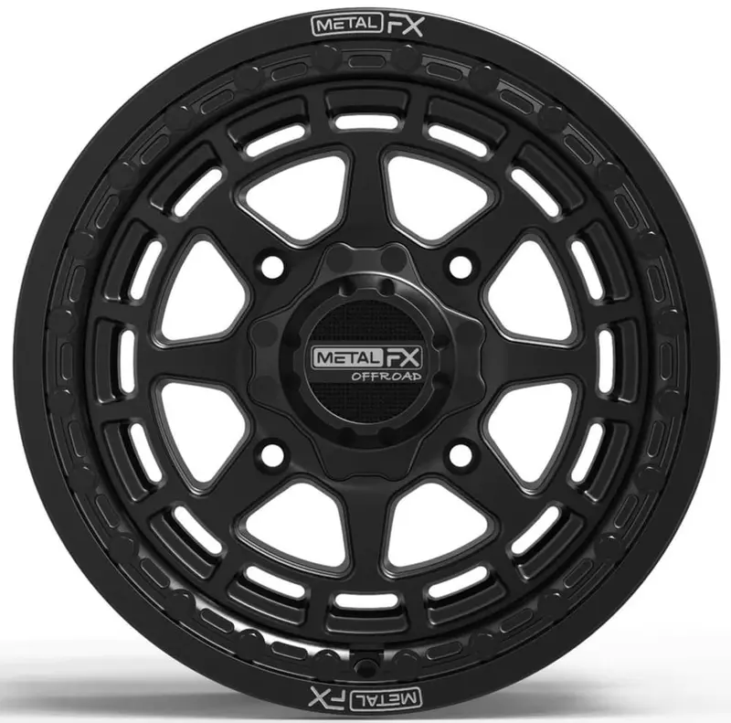 Metalfx Outlaw Satin Black 15X6 Beadlock & Maxxis Roxxzilla Radial Wheel & Tire Kit 4