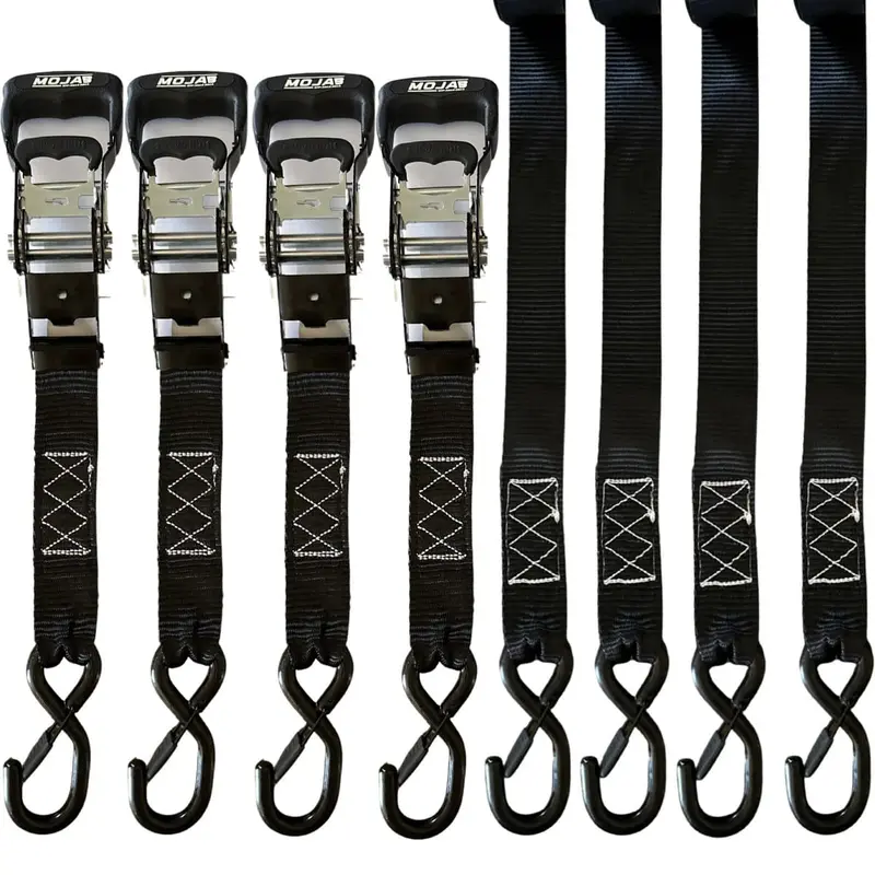 Mojab Off-Road 1.6" X 15' Ratchet Closed Hook Pack Of 4 Tie-Down Set 2