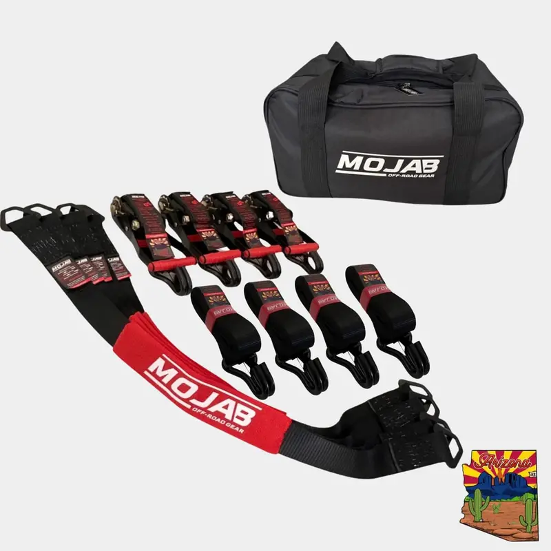 Mojab Off-Road 2" X 39" Axle & 2" X 10' Ratchet Closed Hook Pack Of 4 Tie-Down Set 1
