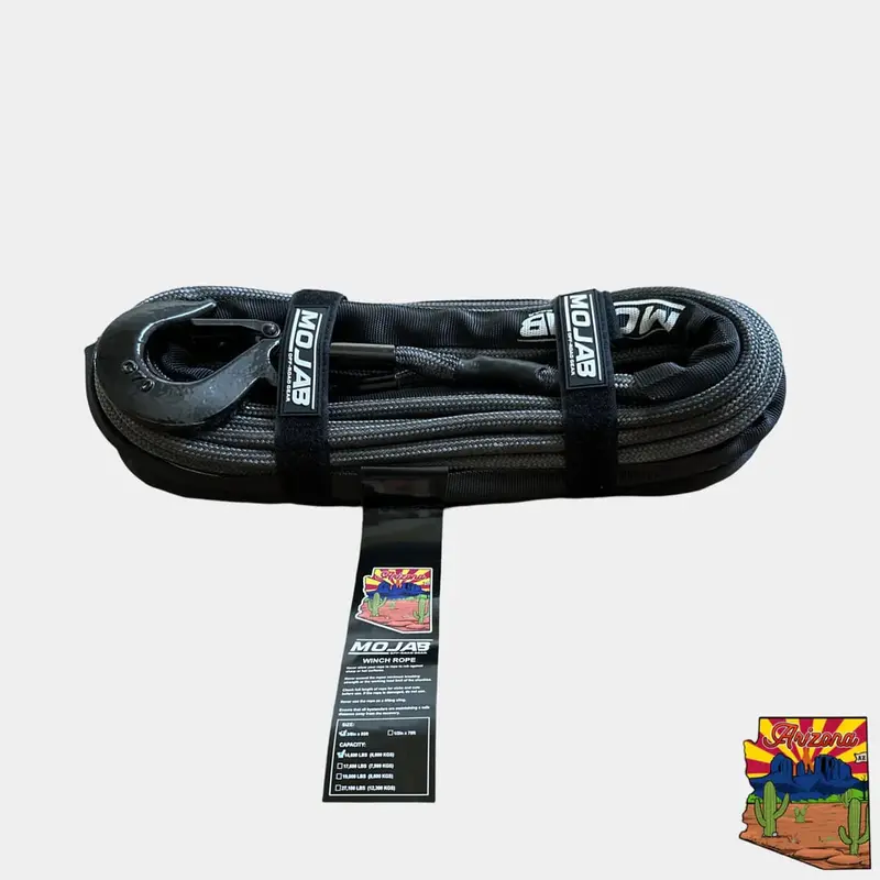 Mojab Off-Road 3/8" X 85' Double Braided Winch Rope With Removeable Forged Winch Hook 1