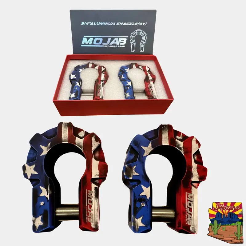 Mojab Off-Road American Flag 3/4" Extreme Duty Aluminum Shackle Set - 9T 1