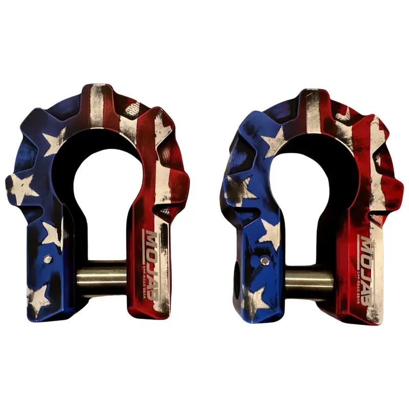 Mojab Off-Road American Flag 3/4" Extreme Duty Aluminum Shackle Set - 9T 2