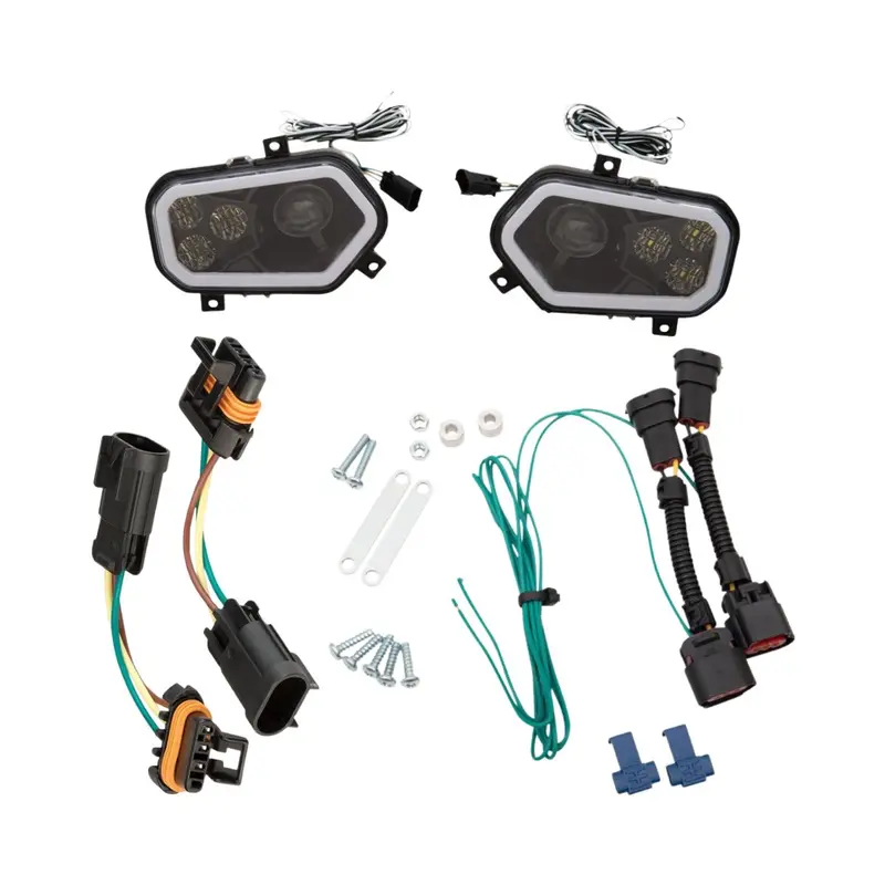 Moose Utility Polaris Rzr 900 Utv Led Headlight W/ Wiring Adapter Harness - Black 2