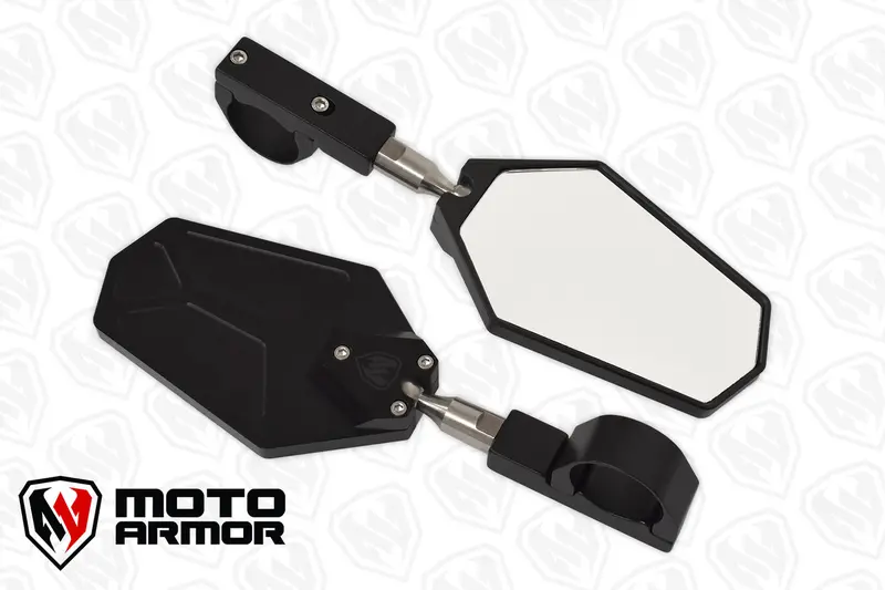 Moto Armor Billet Convex Mirrors - Fits 1.75"-2" (Set Of 2) 1