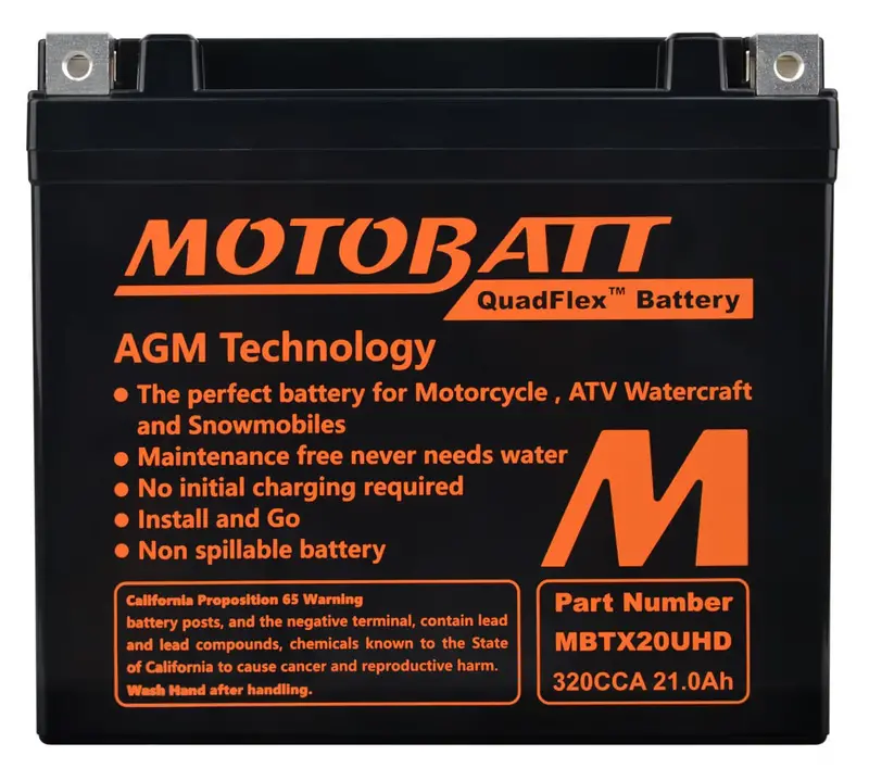 Motobatt 12V Agm Battery - Mbtx20uhd 2