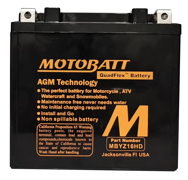 Motobatt 12V Agm Battery - Mbyz16hd 2