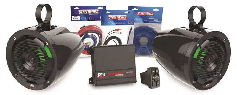Mtx Audio Universal Bluetooth Switch Audio Package W/Amplifier & 2 Roll Cage Speakers 1