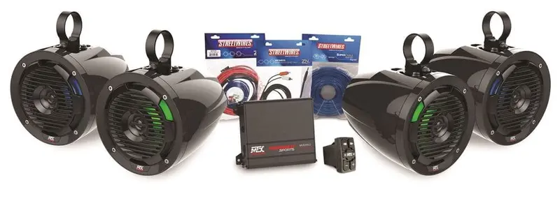 Mtx Audio Universal Bluetooth Switch Audio Package With Amplifier & 4 Roll Cage Speakers 1