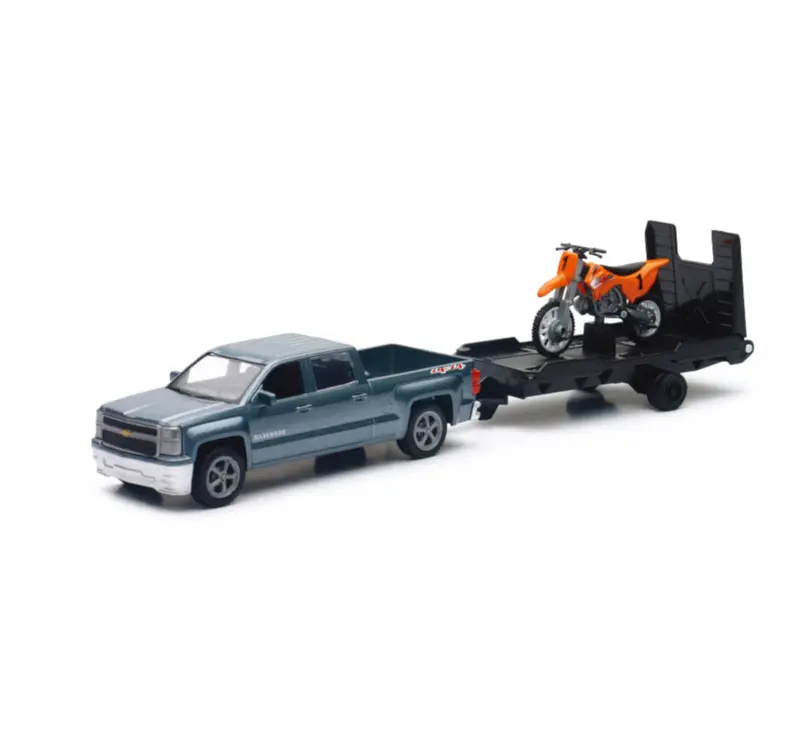 New Ray Toys 1:43 Scale Chevrolet Silverado Pick Up W/ Dirt Bike 1