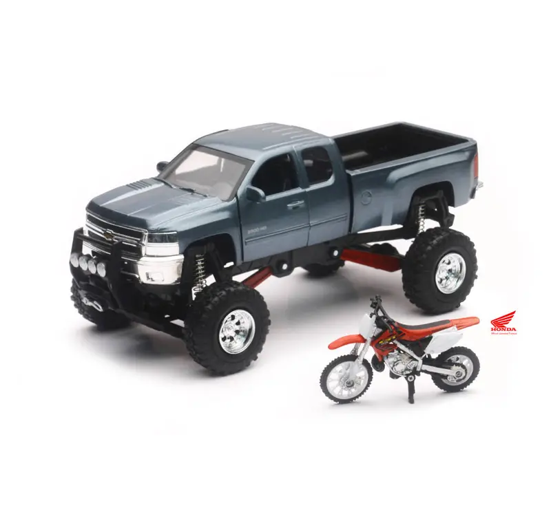 New Ray Toys Honda Dirt Bike 1:32 Scale Chevrolet Silverado Off Road Pick Up 1