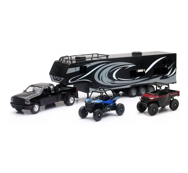 New Ray Toys Polaris Pick Up Toy Hauler W/ Vehicles Set 1