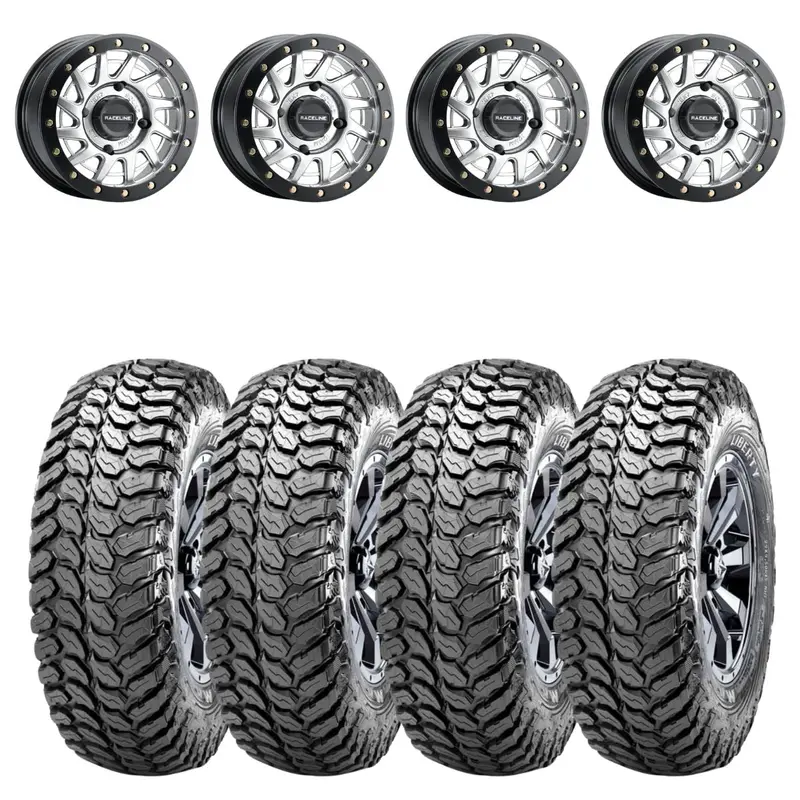 Raceline A12 Hyper Silver Squad Beadlock & Maxxis Liberty Performance Off Road Wheel & Tire Kit 1