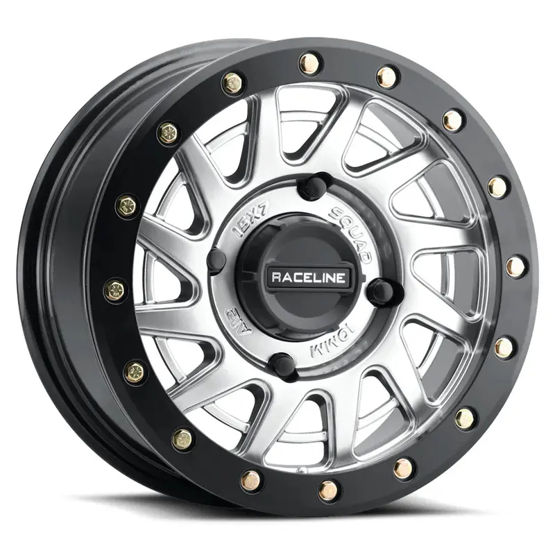 Raceline A12 Squad Hyper Silver Beadlock & Maxxis Roxxzilla Radial Wheel & Tire Kit 2