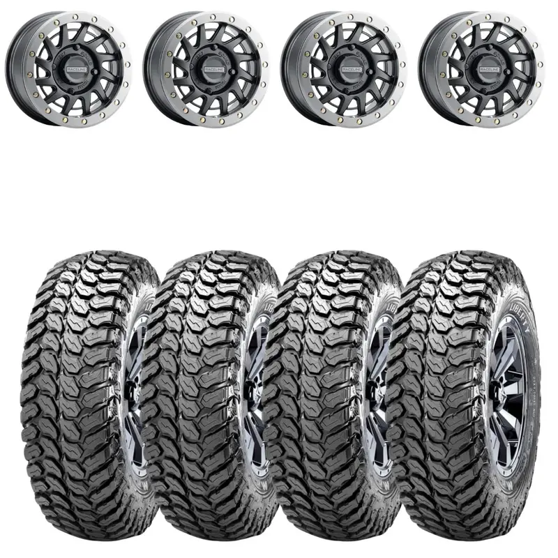 Raceline A12bg Satin Black Squad Beadlock & Maxxis Liberty Performance Off Road Wheel & Tire Kit 1