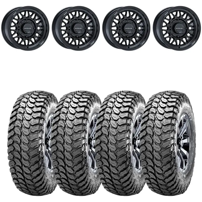 Raceline A13gb Gloss Black Omega & Maxxis Liberty Performance Off Road Wheel & Tire Kit 1