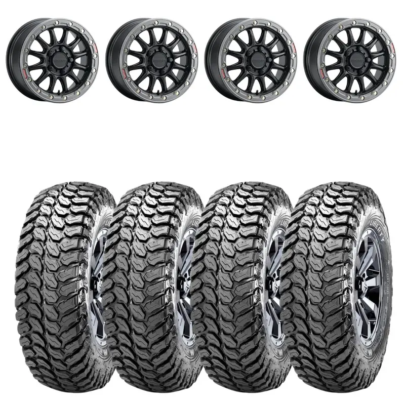 Raceline A14bg Black/Gunmetal Alpha Beadlock & Maxxis Liberty Performance Off Road Wheel & Tire Kit 1
