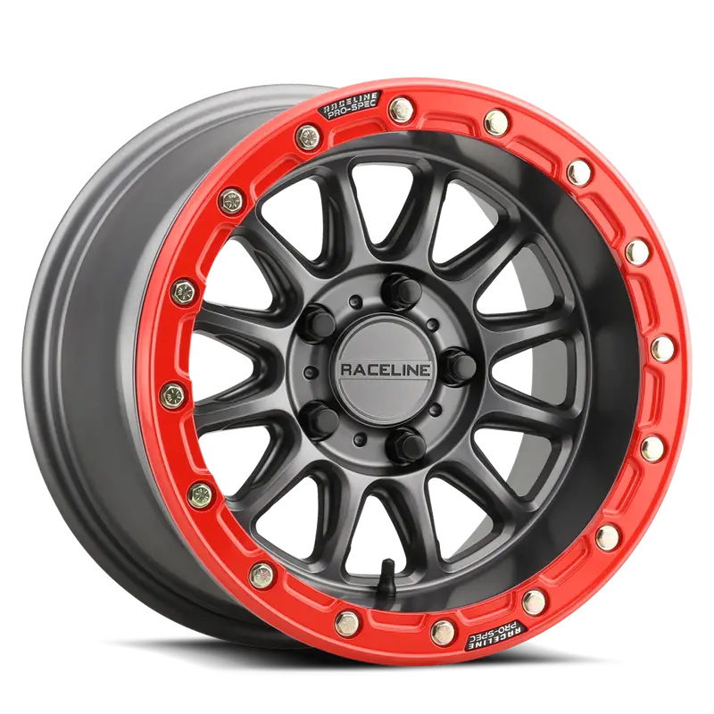Raceline A14gr Alpha Beadlock 5 Lug Wheels – Gunmetal/Red 1