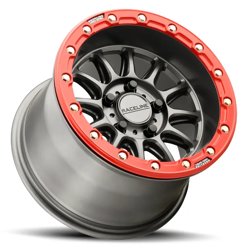 Raceline A14gr Gunmetal/Red Alpha 5 Lug Beadlock & Maxxis Liberty Performance Off Road Wheel & Tire Kit 6