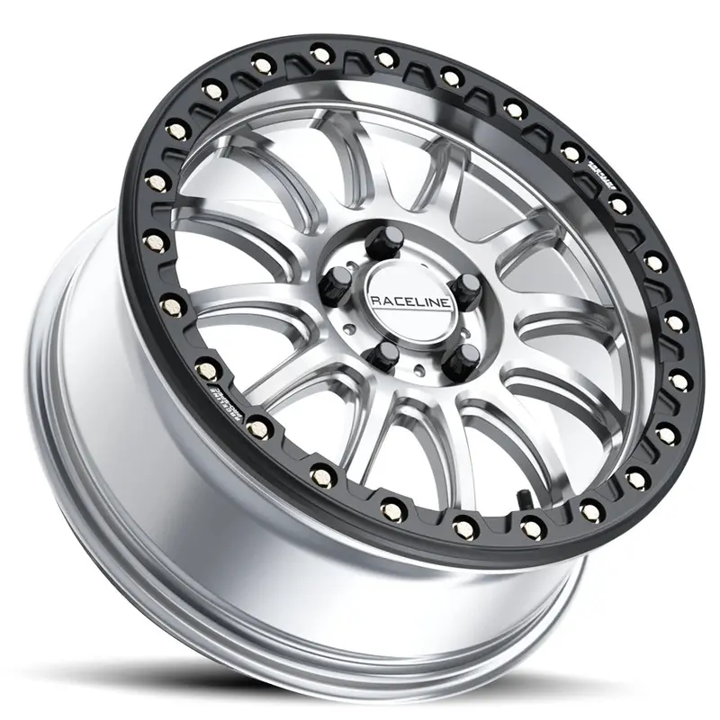 Raceline A14sb Alpha Silver/Black Beadlock & Maxxis Roxxzilla Radial Wheel & Tire Kit 4