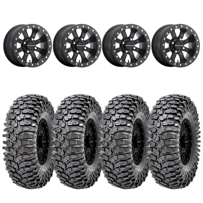 Raceline A71b Black Mamba Beadlock & Maxxis Roxxzilla Radial Wheel & Tire Kit 1