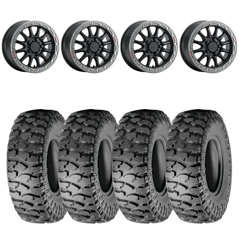 Raceline Black/Gunmetal A14bg Alpha Beadlock & Atturo Trail Blade Boss Wheel & Tire Kit 1