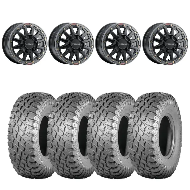 Raceline Black/Gunmetal A14bg Alpha Beadlock & Atturo Trail Blade X/T Wheel & Tire Kit 1