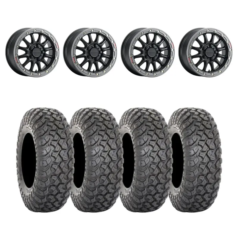 Raceline Black/Gunmetal A14bg Alpha Beadlock & System 3 Rt320 Radial Wheel & Tire Kit 1