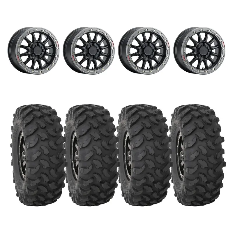 Raceline Black/Gunmetal A14bg Alpha Beadlock & System 3 Xtr370 Offroad Wheel & Tire Kit 1
