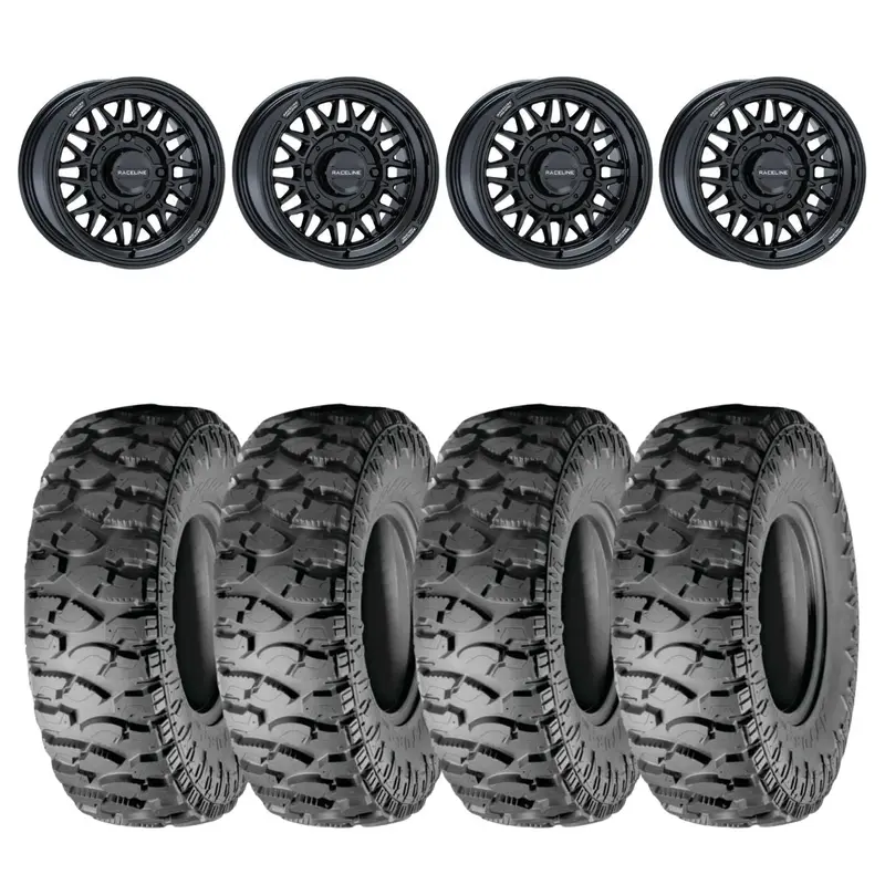 Raceline Gloss Black A13gb Omega & Atturo Trail Blade Boss Wheel & Tire Kit 1