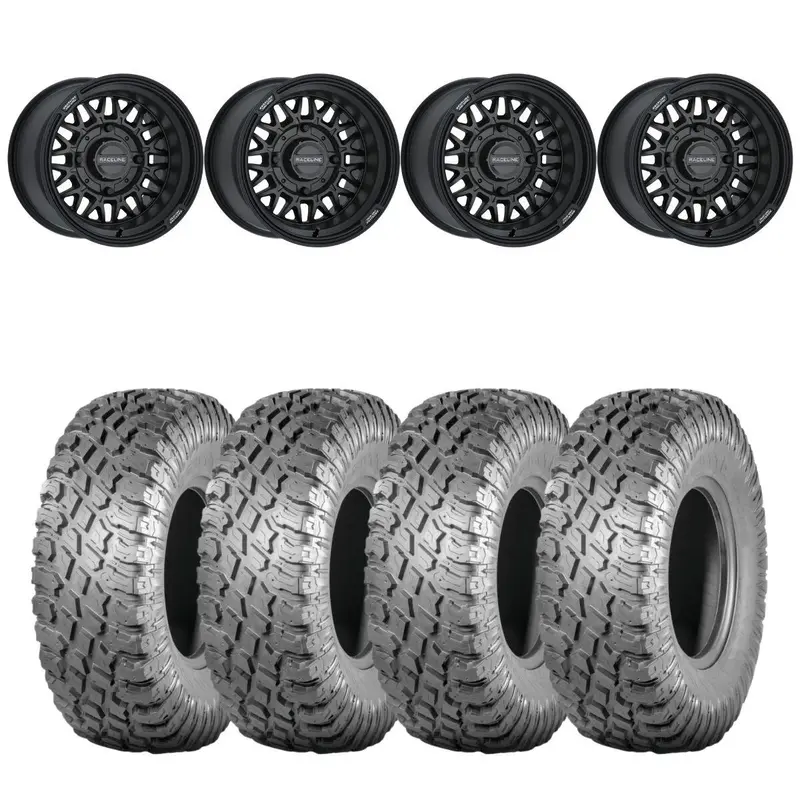 Raceline Gloss Black A13gb Omega & Atturo Trail Blade X/T Wheel & Tire Kit 1