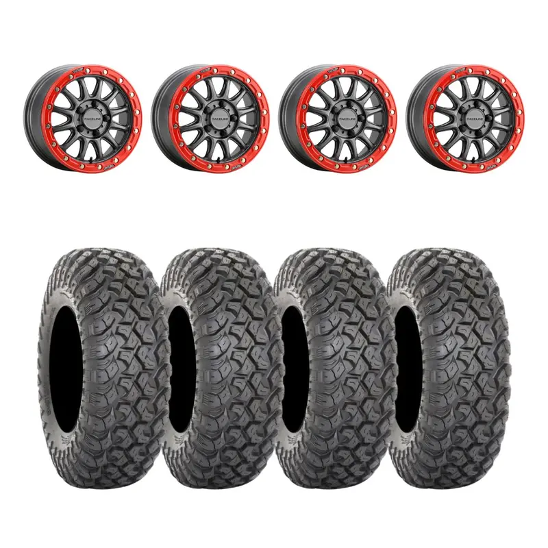 Raceline Gunmetal/Red A14gr Alpha Beadlock 5 Lug & System 3 Rt320 Radial Wheel & Tire Kit 1