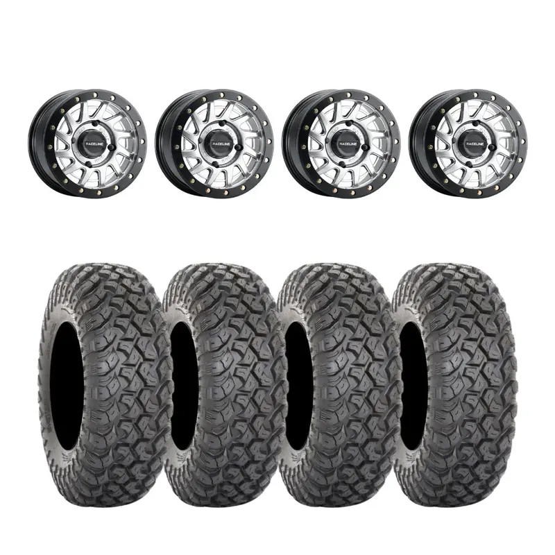 Raceline Hyper Silver A12 Squad Beadlock & System 3 Rt320 Radial Wheel & Tire Kit 1