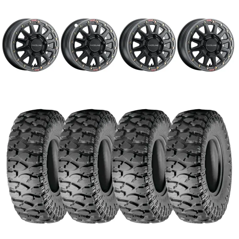 Raceline Satin Black A12bg Squad Beadlock & Atturo Trail Blade Boss Wheel & Tire Kit 1