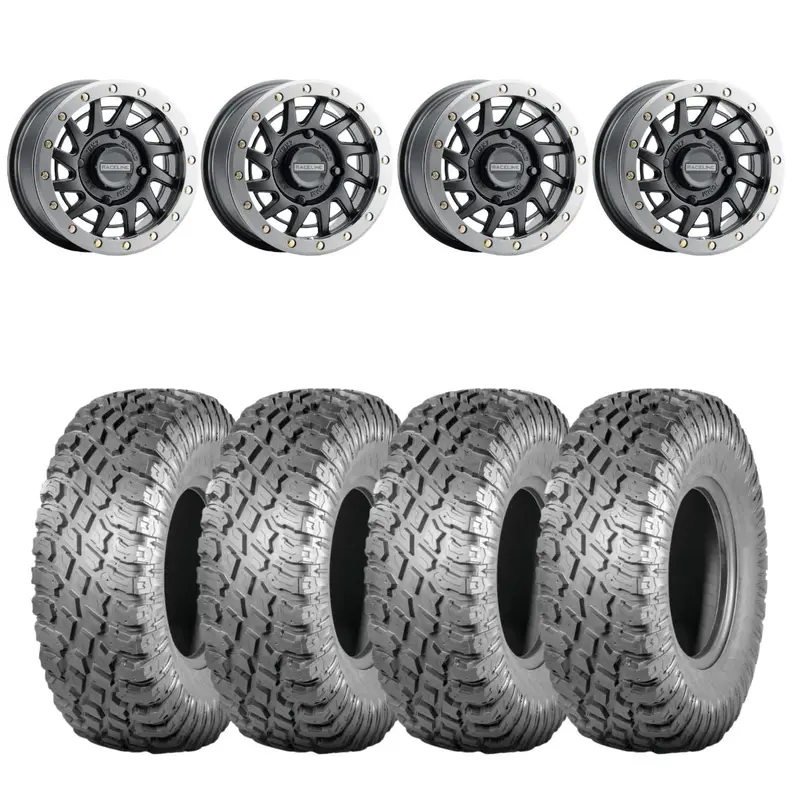 Raceline Satin Black A12bg Squad Beadlock & Atturo Trail Blade X/T Wheel & Tire Kit 1