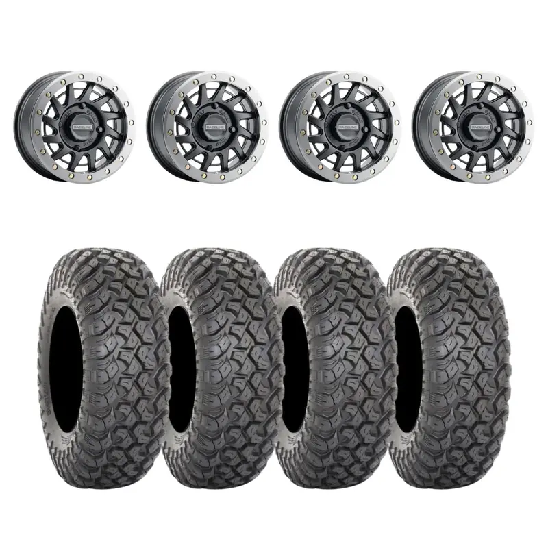 Raceline Satin Black A12bg Squad Beadlock & System 3 Rt320 Radial Wheel & Tire Kit 1