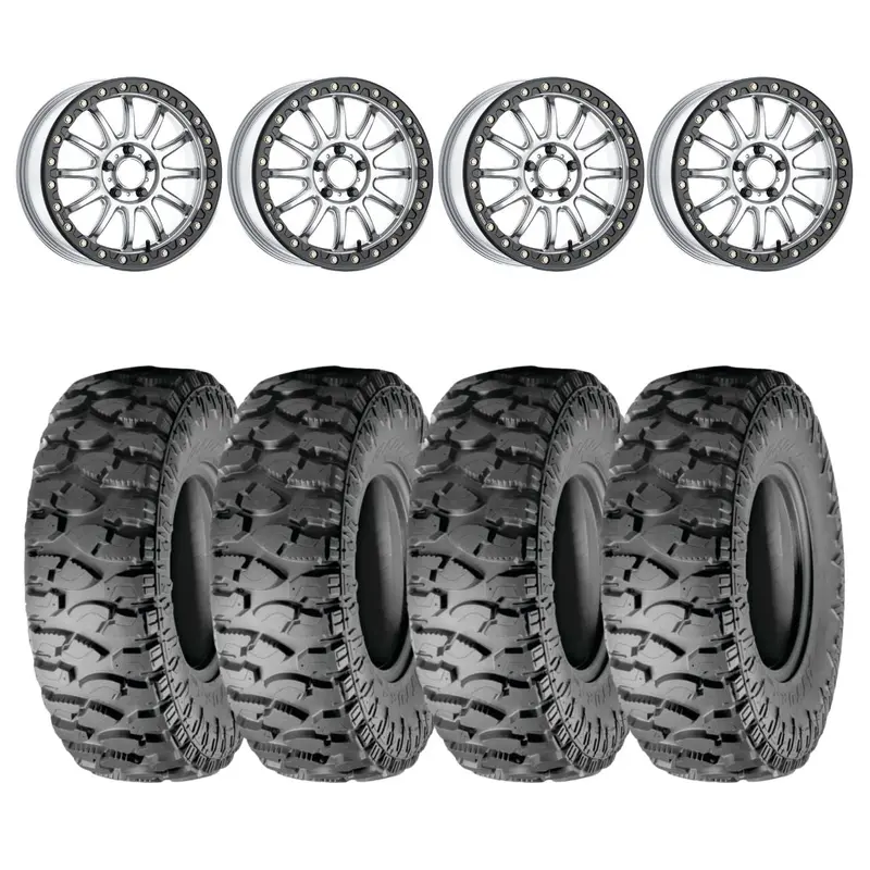Raceline Silver/Black A14sb Alpha Beadlock & Atturo Trail Blade Boss Wheel & Tire Kit 1