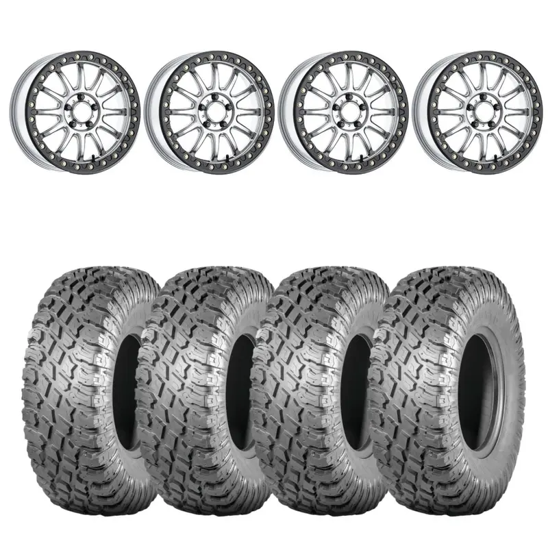 Raceline Silver/Black A14sb Alpha Beadlock & Atturo Trail Blade X/T Wheel & Tire Kit 1