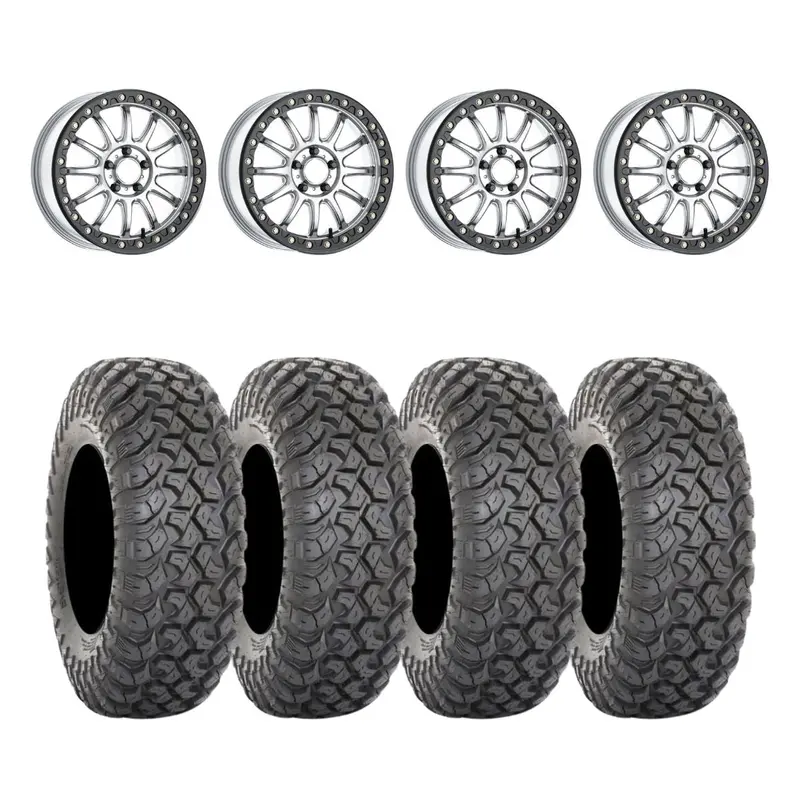Raceline Silver/Black A14sb Alpha Beadlock & System 3 Rt320 Radial Wheel & Tire Kit 1