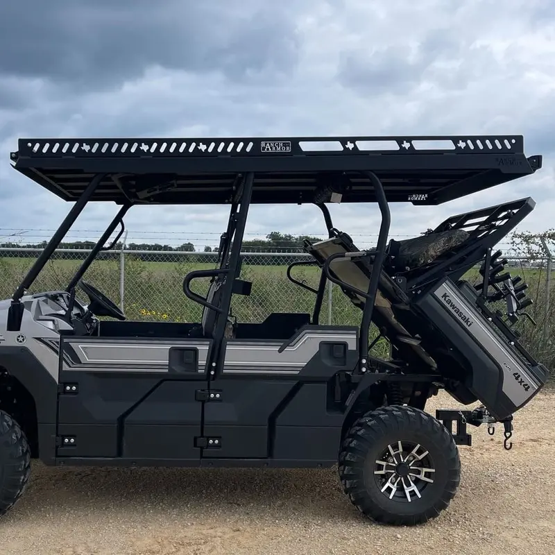 Ranch Armor Kawasaki Mule Pro Fxt/Dxt Ultra Extended Aluminum Top Overhangs Over Bed 1