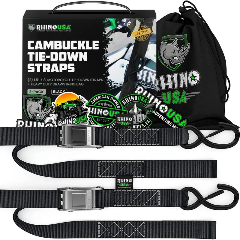 Rhino Usa 1.5" X 8' Cambuckle 2-Pack Tie-Down Straps 1