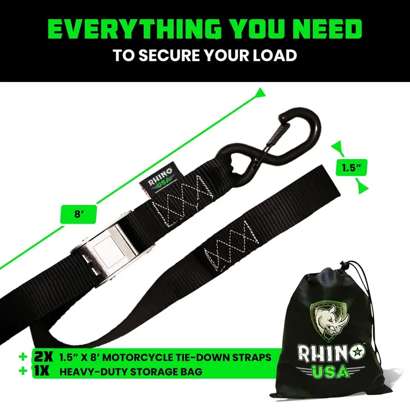 Rhino Usa 1.5" X 8' Cambuckle 2-Pack Tie-Down Straps 3