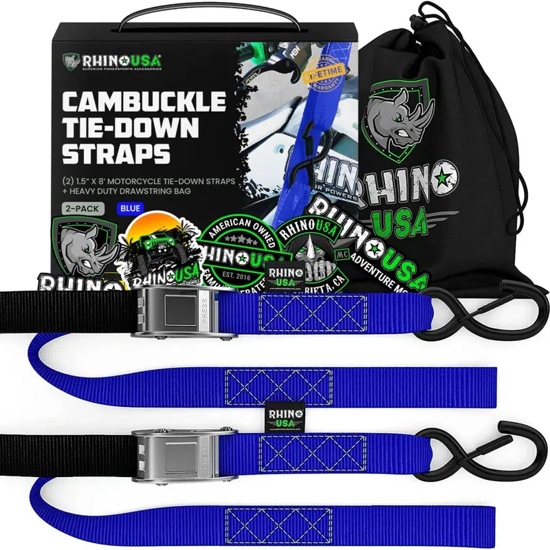 Rhino Usa 1.5" X 8' Cambuckle 2-Pack Tie-Down Straps 3